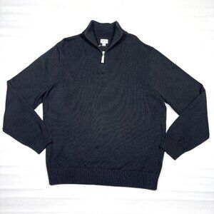 NWT NEW J CREW Heritage 1/4-Zip Sweater Black Knit 100% Cotton Sweater Mens XL